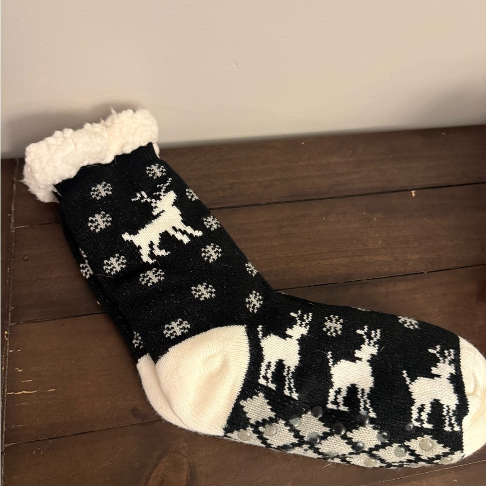 Yelete Winter Socks – Reindeer Sherpa-Lined Slipper Socks (Size 9–11)